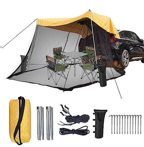 Auto Vorzelt Camping, Wasserdichtes Heckklappen-Schatten-Markisenzelt for Auto-SUV-Reise-Camping mit Bildschirmraum(Yellow)