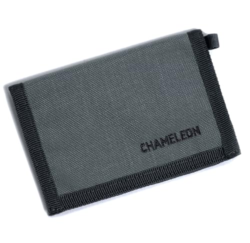 Chameleon Bifold Herren-Geldbörse, militärische taktische Herren-Geldbörse, Leinen, dünne Vordertasche, Reise, doppelt gefaltete Geldbörse, beste Nylon-Reisetasche (grau), GRAU, Classic