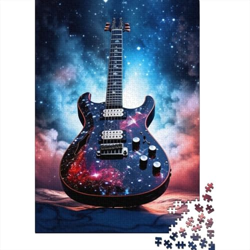 Kunstpuzzle für Erwachsene, 1000 Teile, Galaxie-Gitarre, Holzpuzzle, Erwachsenenpuzzle, Weihnachtsgeburtstagsgeschenk für Erwachsene und Teenager 29,53x19,69 Zoll