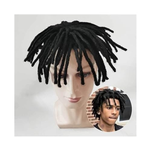 Toupet für Männer Echthaar-Systemeinheiten, 9-Zoll-Dreadlock-Haar-Toupet-Perücke for schwarze Männer, feines Mono-Center-PU um die Kapillarprothese for Männer, natürliches Schwarz Herren-Toupet(8x11)