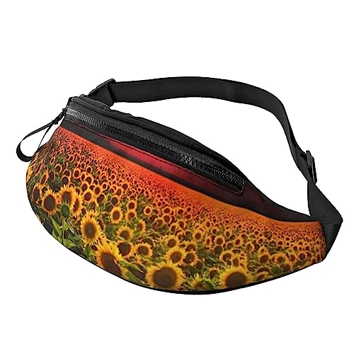 HSJFS Modische Hüfttasche mit Eis- und Waffelmuster, verstellbare Hüfttasche, lässige Brusttasche, Sonnenuntergang Sonnenblume, Einheitsgröße