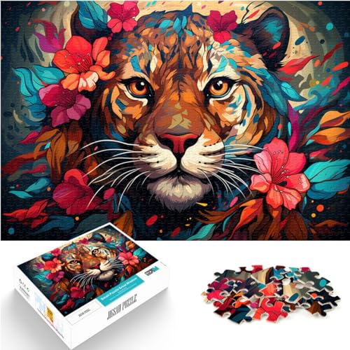 Puzzle für farbenfrohe Kunst mit Leopardenmuster, Puzzle für Erwachsene, 1000-teiliges Puzzle, Holzpuzzle, interessantes Puzzle zur Stressreduzierung, 1000 Teile (50 x 75 cm)