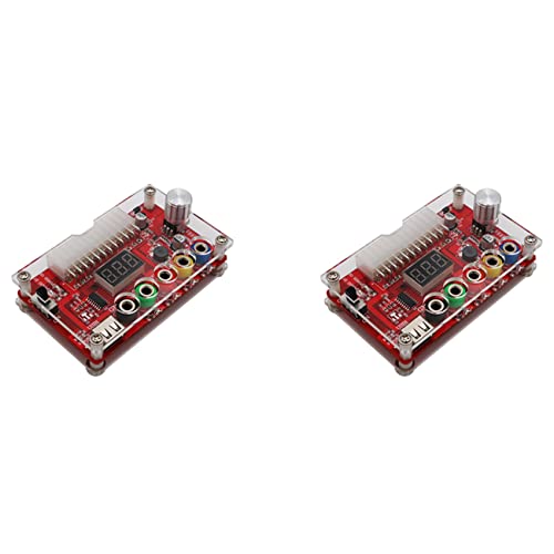 BRIUERG 2X ATX 24Pin Power Breakout Board mit ADJ-Einstellbarem Spannungsknopf und Acrylschalen-Kit-Spannungsregler