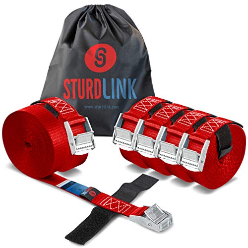 Sturdlink 6er Set Kleine Spanngurte 25mm 250kg mit Klemmschloss + Klettband 3m Befestigung für Fahrradträger, Gepäckträger, Anhänger, Dachbox, Auto, Camping, Motorrad, Gurte zum Befestigen