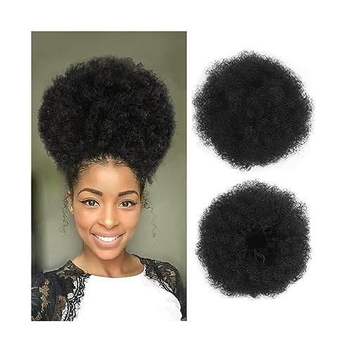 Haarteil Afro Puff Kordelzug-Pferdeschwanz for Frauen, 8/10 Zoll synthetische Afro-Kinky-Curly-Haarknoten-Verlängerungs-Haarteile, Clip-in-Kordelzug-Pferdeschwanz-Haarteile Haarverlängerung(1bt613,8in