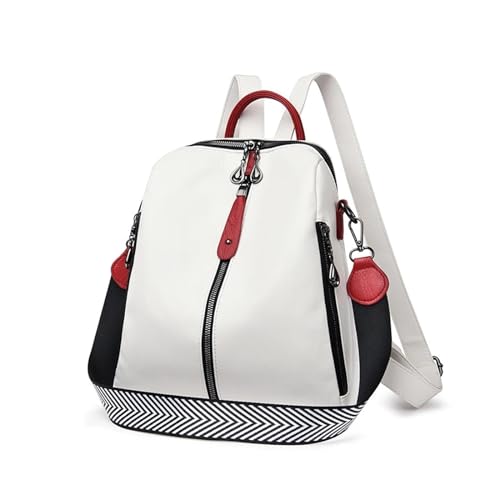 QSFZ NICHANGHUA Rucksack Frauen Weichen Rucksack Mode Weibliche Weiß Reise Rucksack Schule Rucksäcke for Mädchen Sac A Dos (Color : WHITE, Size : 28x11x32cm)