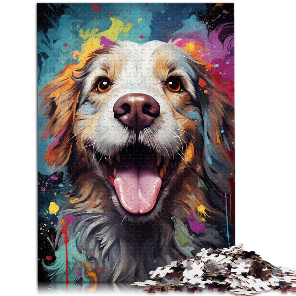 Puzzle, Bunte Psychedelie süßer Hunde, 1000 Teile, Puzzle für Erwachsene, Geschenke, Holzpuzzle, tolles Geschenk für | Spiele 1000 Teile (50 x 75 cm)