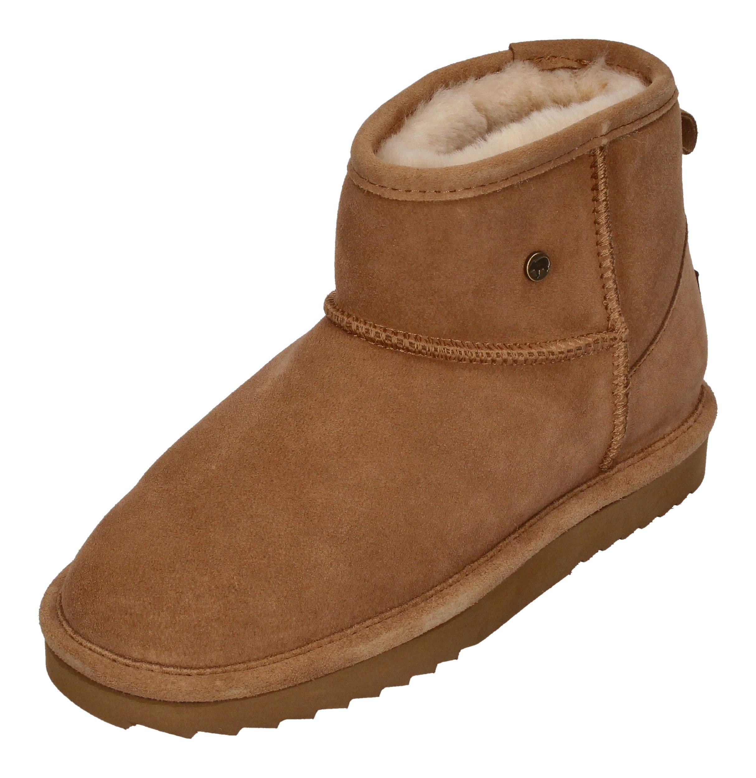 Warmbat Damenschuhe Schaffell Booties WALLABY - camel, Größe:37 EU