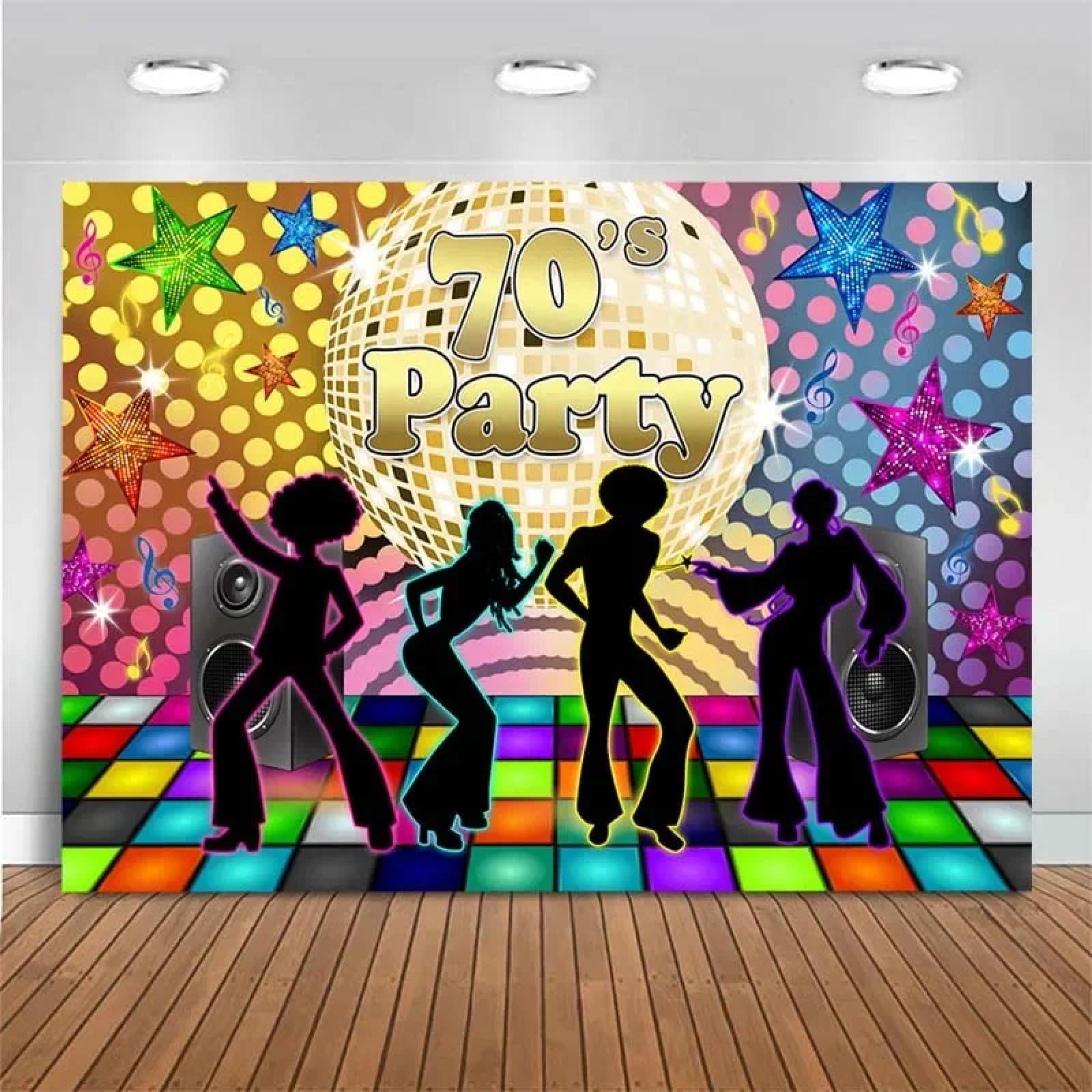 70er Jahre Motto Party Fotografie Disco Musik Neonlichter Stern Glitzer Foto Hintergrund Zurück in die 80er & 90er Jahre Fotostudio 210X150cm