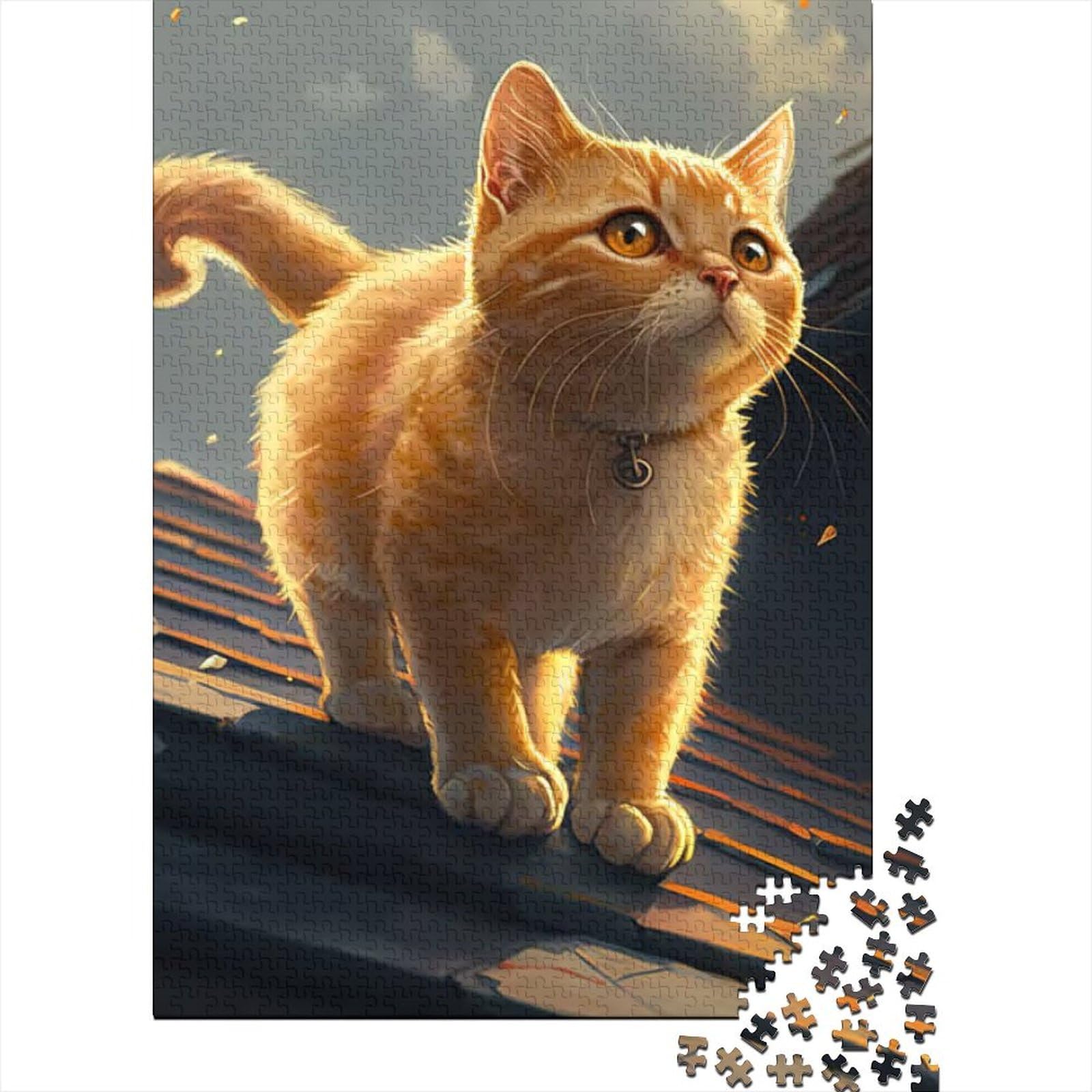 Puzzle 1000 Teile Katze Niedliches Tierpuzzle für Erwachsene Holzbrettpuzzle Weihnachtspuzzle Geschenke Größe: 75x50cm