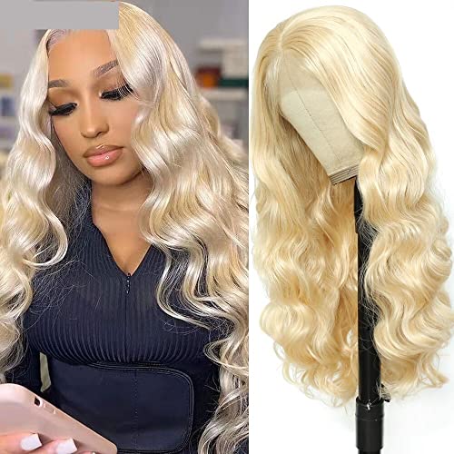 Gewellte Spitzenperücken Spitze Front Perücke Synthetische Perücken for Frauen Spitze Frontal Perücke Blondine Highlight Bundgry Perücke Cosplay Daily Wear Natürliche synthetische Perücken(Body-613,LA