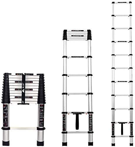 RASOANOA Leitern Teleskopleiter, Ausziehleiter, Teleskop-Multileiter, Teleskopleitern aus Aluminium, EIN-Knopf-Einzug | Mehrzweck-Ausziehleitern für Industriedachböden, 150 kg Tragkraft C Ambitious