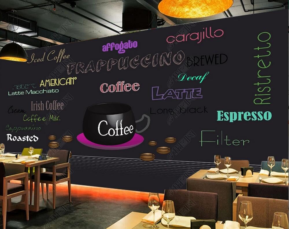 Kaffee Casual Kaffeebohne Schwarz Thema 3D Tapete Poster Restaurant Schlafzimmer Wohnzimmer Sofa TV Dekorative Wand-200cm×140cm