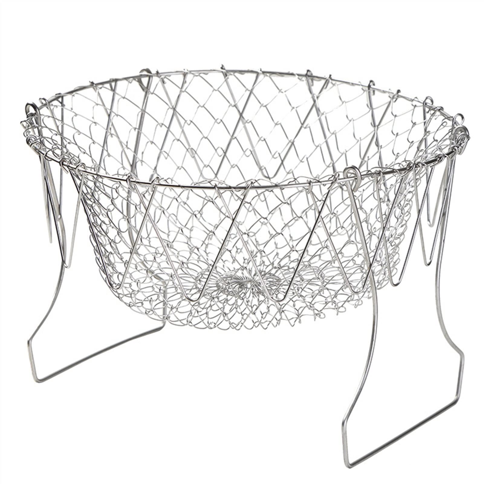 Mesh Strainers 304 Stainless Steel Telescopic Frying Basket Foldable Potato Basket Colander Multi-Function Kitchen Tool Frying Drainer Food Strainer