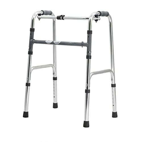 Gehgestell für Senioren mit Rollator für Behinderte Höhenverstellbar und zusammenklappbar aus Aluminiumlegierung, Krücken für Senioren mit 6 Löchern, glänzendes Silber Run Forward