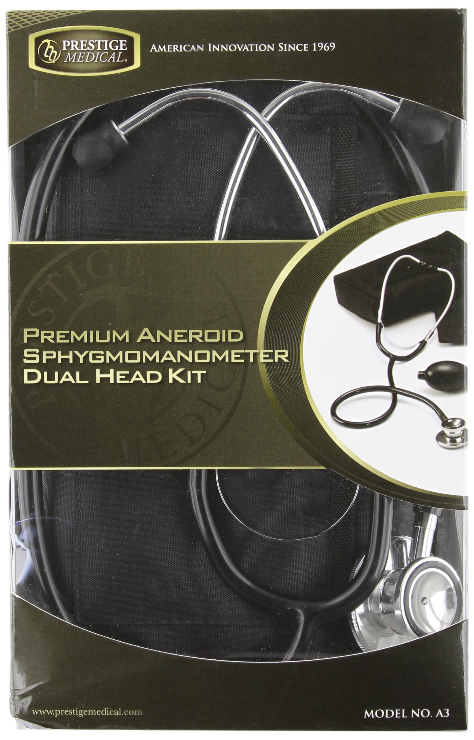 NCD Medical/Prestige Medical Set mit Aneroid-Manometer und Doppelkopf-Stethoskop, Schwarz