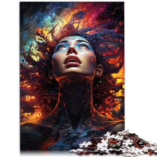 Puzzles Die farbenfrohe Psychedelie der Galaxy-Göttin. Lustige Puzzles für Erwachsene, 1000-teiliges Holzpuzzle, anspruchsvolles Spiel, Puzzles 1000 Teile (50 x 75 cm)