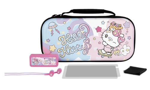 Konix Hello Kitty Gaming - Starter - Kit Zubehörpaket für Nintendo Switch, Switch Lite und Switch OLED - Tasche - Hartglas - Spielebox - Ohrhörer