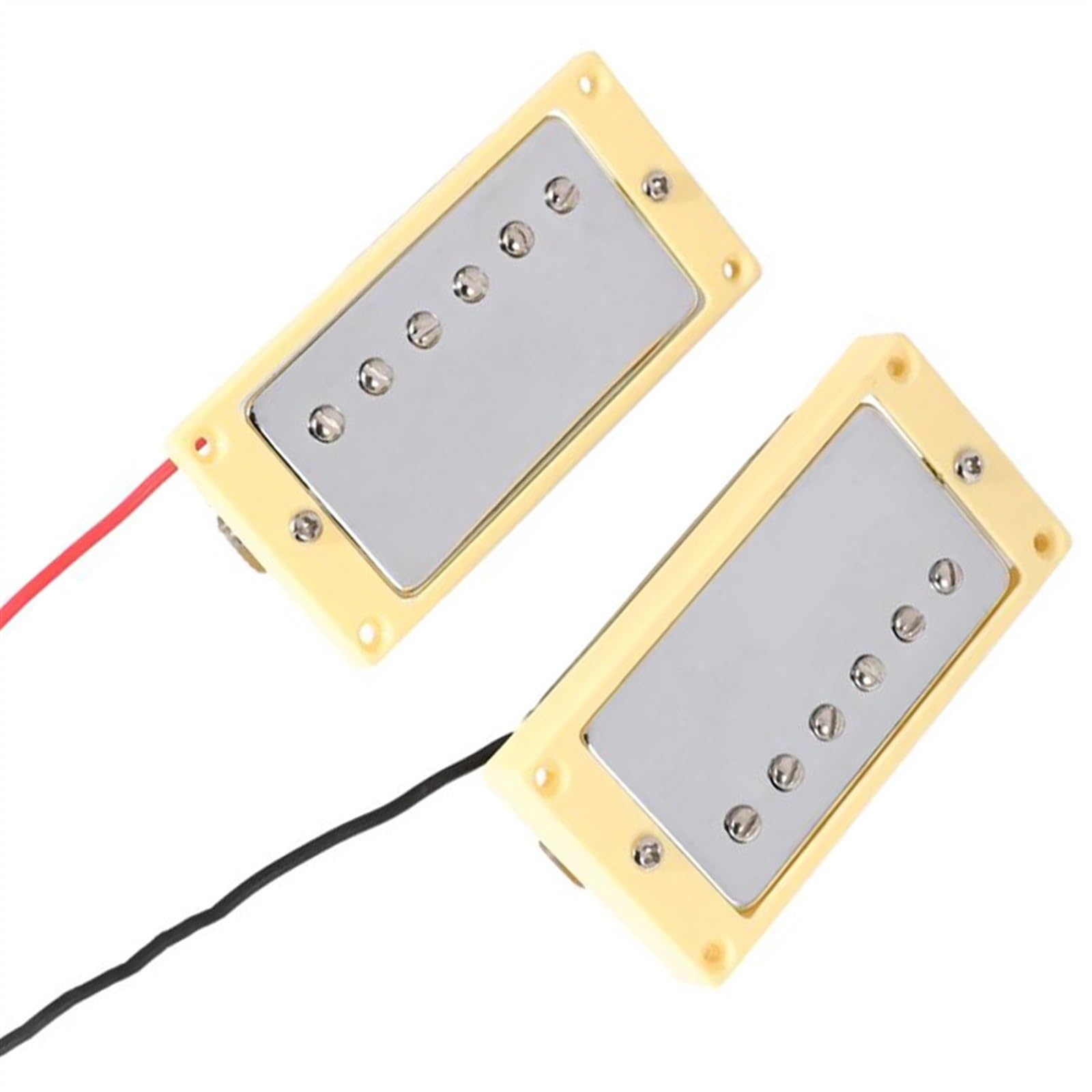 Humbucker-Hals- und Steg-Tonabnehmer für E-Gitarre, verchromt mit gelbem Rahmengehäuse Single-Coil-Tonabnehmer