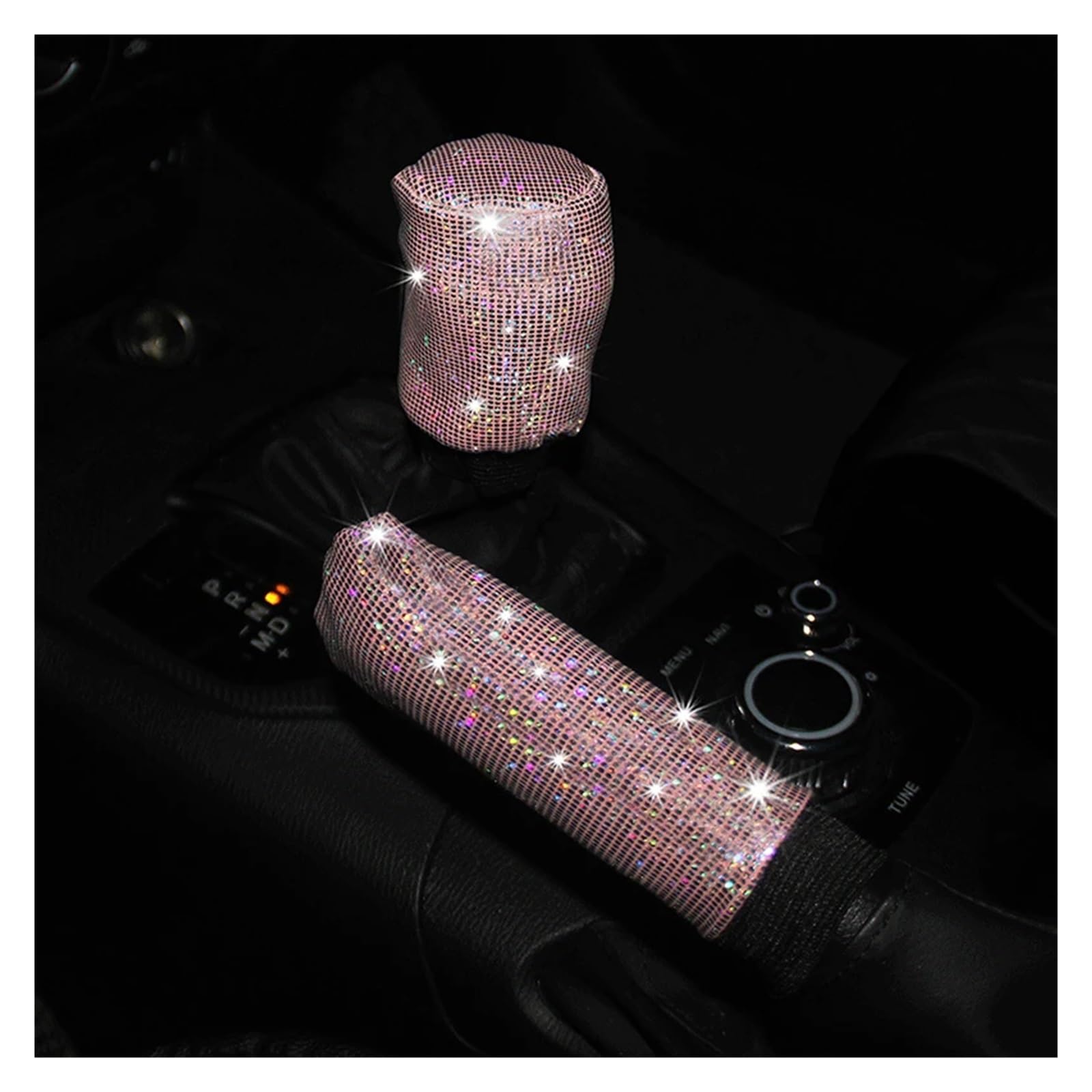 Interieurleisten Diamant Strass Auto Lenkrad Abdeckung 37/38 cm Auto Innen Zubehör Frauen Fall Auto Styling Vier Jahreszeiten Innenausstattung(Silver 2PCS)