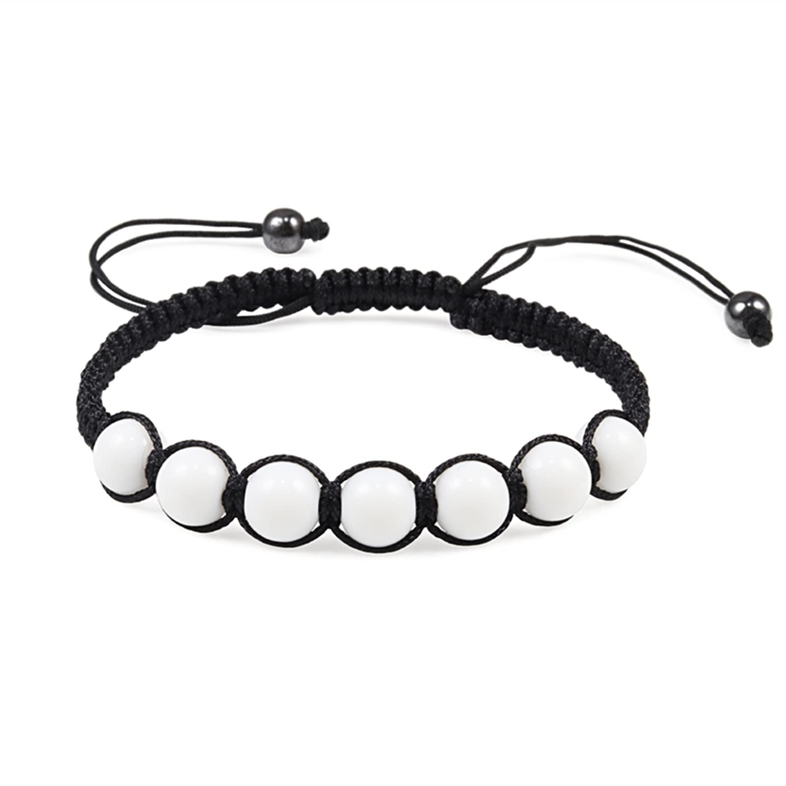 YIHANSS Kristallraue Trendige geflochtene Nylonseilperlenarmbänder Frauen Männer Naturstein Karneol Imitation Bernstein Strang Armband Armreif Geschenk Reiki-Armbänder (Farbe: Beige, Größe: Beige)