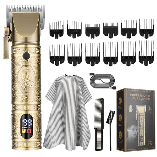 Roziapro Professionelle Haarschneidemaschine, kabelloser Bartschneider für Männer, Null-Gapped T-Blade Trimmer USB wiederaufladbares Haarschnitt-Kit (Golden)