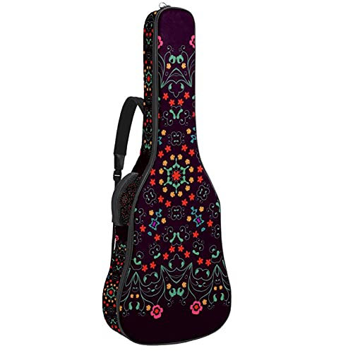 Gitarrentasche 109x43x12cm 2 Taschen Gitarrenkoffer Wasserdichtes Oxford-Tuch 0,4 Zoll ExtraThick Schwamm Übermäßig gepolstert für akustische klassische Gitarre ， Abstraktes Blumenmandala