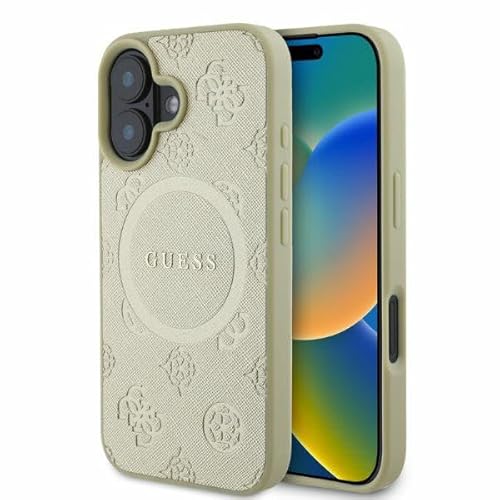 CG Mobile Guess GUHMP16SPSAPSMED Hülle für iPhone 16 6.1" golden hardcase Saffiano Peony Classic Logo