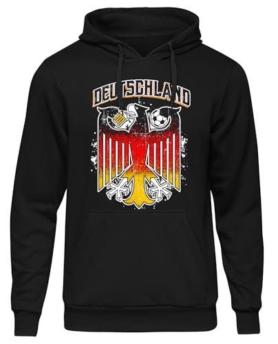 UGLYSHIRT Deutschland Herren Kapuzenpullover | Germany Hoodie Deutschland Pullover Deutschland Trikot Fanartikel Fussball EM WM Deutschland Flagge | M7 Schwarz (XXL)