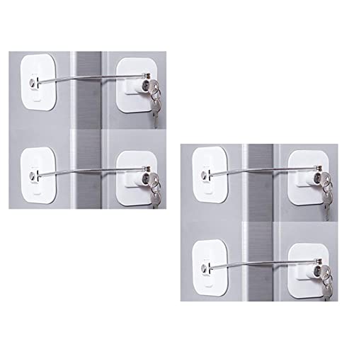 Kiudduy Kühlschrank Schloss, Mini Kühlschrank Schloss mit Schlüssel für Erwachsene, Kühlschrank Schloss,(Weiß 4 Pack)