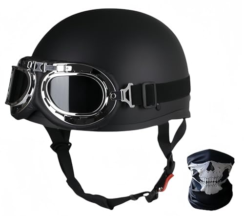 Vintage-Motorradhelm Für Herren, ECE-Zugelassener Jethelm Mit Schnellverschlussbrille, Rollerhelm Für Herren A,L54-58CM