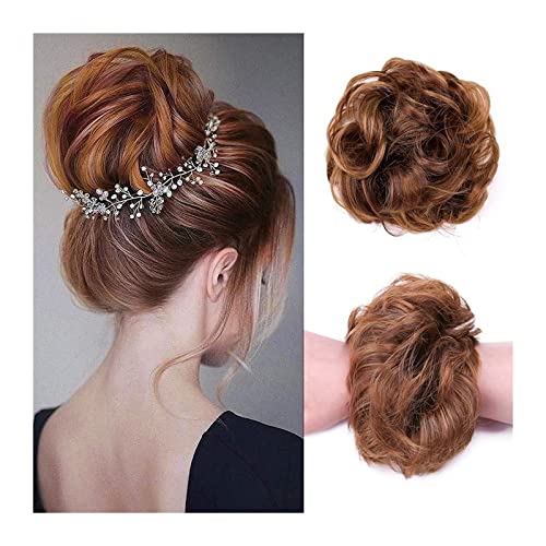 Haarknoten Messy Bun Haarteil Dicke Hochsteckfrisur Elastische Scrunchies Messy Synthetische Wellige Haarverlängerungen Hochsteckfrisur Chignon Pferdeschwanz Haarteile Haarschmuck Damen (Color : 27H3