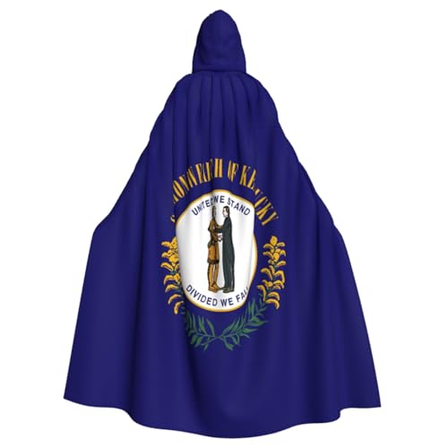 WURTON Kentucky State Flag Print Halloween Hooded Cloak Suitable Carnival Theme Party Halloween Cosplay Costume