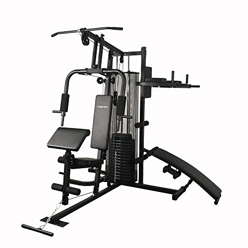 TechFit Multifunktions-Fitnessstudio 5000 Haus-Fitnessstudio 6 in 1 mit Bruststation, Traktionen, Curl, Dip für Home Gym, Multifunktionsbank mit Fitness-Ausrüstung, Multifunktionsstation Fitnessstudio