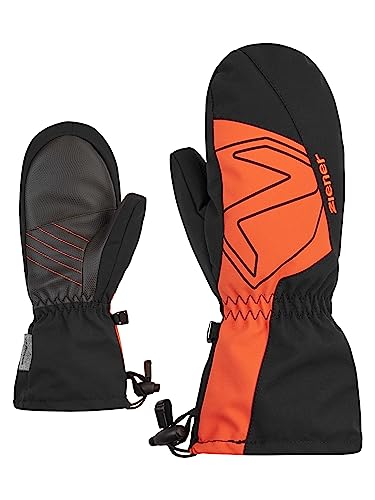 Ziener Kinder LAVALINO Ski-Fäustling/Wintersport | wasserdicht, extra warm, Wolle, Black.Burnt orange, 6,5