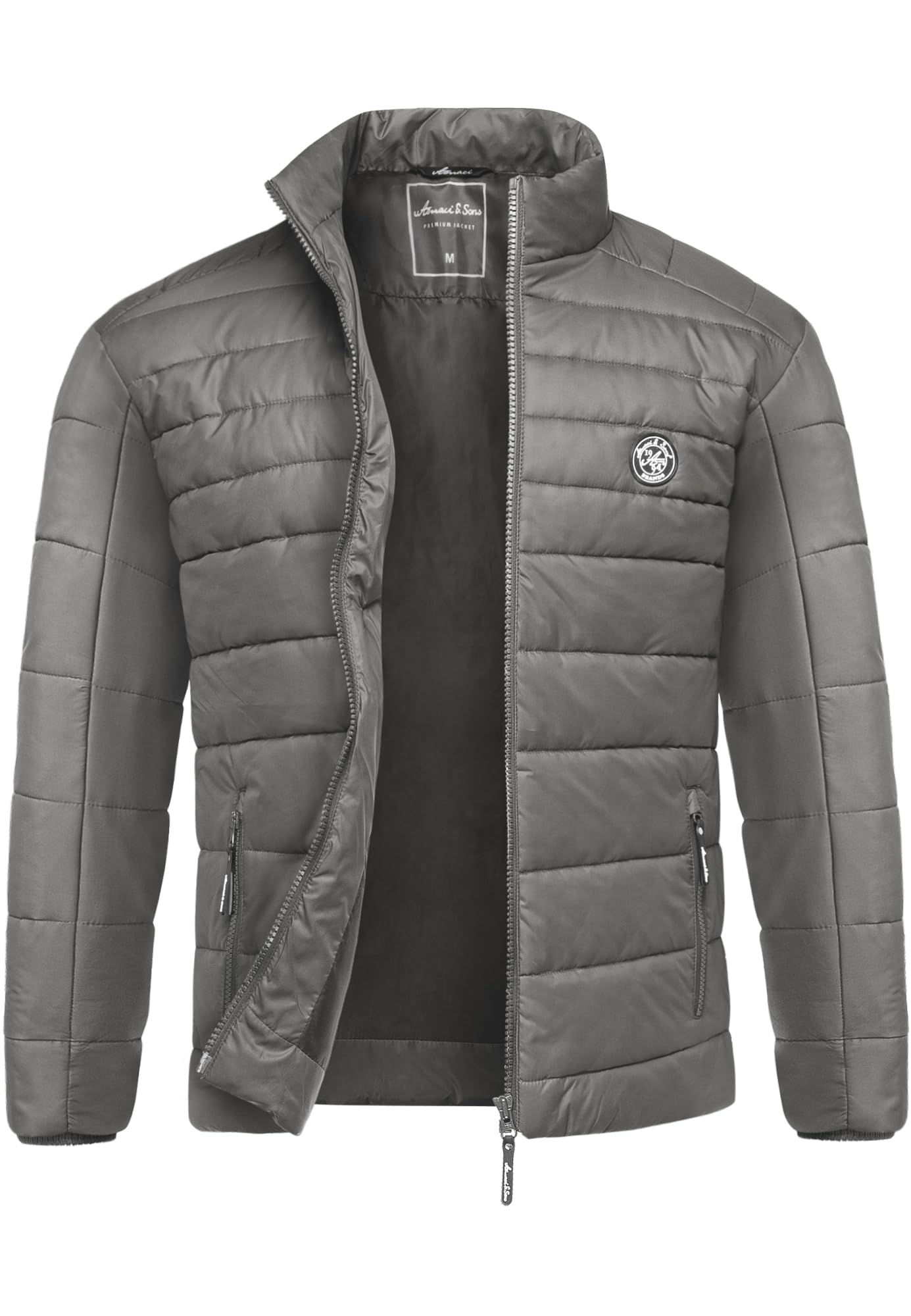 Amaci&Sons Herren Steppjacke Outdoor Basic Patch Jacke 9103 Dunkelgrau L