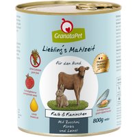 Sparpaket GranataPet Liebling's Mahlzeit 24 x 800 g - Kalb & Kaninchen mit Zucchini, Kürbis und Leinöl