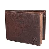 Cartvelli Geldbörse Herren Leder Dunkelbraun mit Geschenkbox aus Holz - Portemonnaie Geldbeutel Echtleder für Männer - RFID Wallet Men - Brieftasche Querformat echtes Leder (Dunkelbraun)