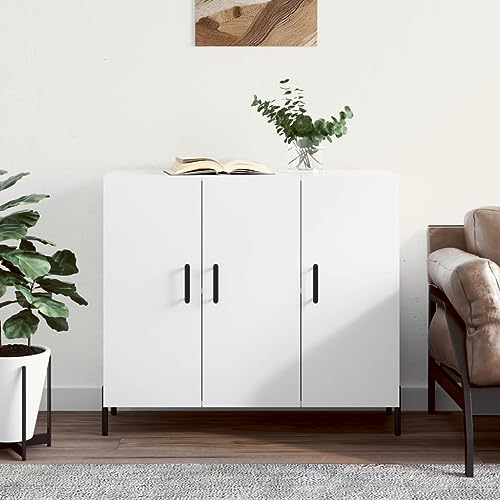 CCCINER Sideboard Weiß 90x34x80 cm Holzwerkstoff,Modernes Sideboard mit Stauraum im zeitlosen Design für Wohnzimmer und mehr