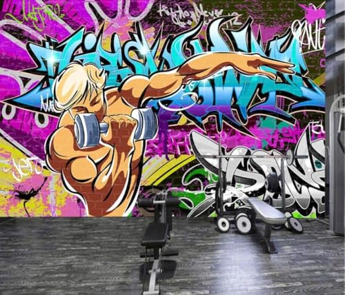 Graffiti Sport Und Fitness 3D Tapete Poster Restaurant Schlafzimmer Wohnzimmer Sofa TV Dekorative Wand-250cm×170cm