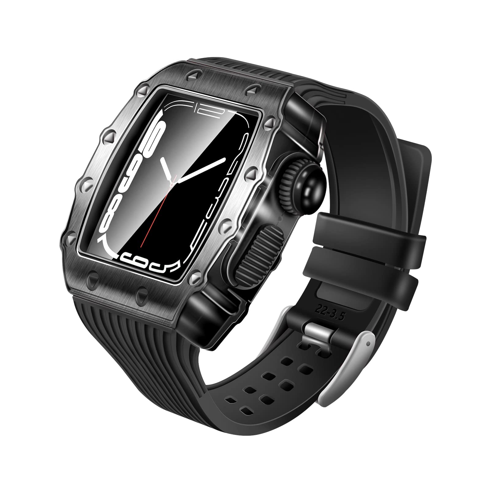 TONECY Modifikationsset für Apple Watch, Stoßfängergehäuse, Gummiband, Serie 7, SE, 6, 5, 4, Mod-Set, Armband 45 mm, 44 mm, 40 mm, 41 mm, Sport