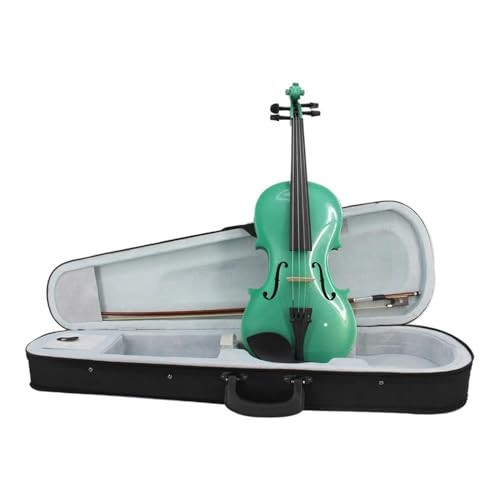 Geige Grüne Akustische Violine 4/4 3/4 1/2 1/4 1/8 Für Anfänger Studenten Fall Bogen Schulter Rest Stumm Saiten (Color : 3/4)