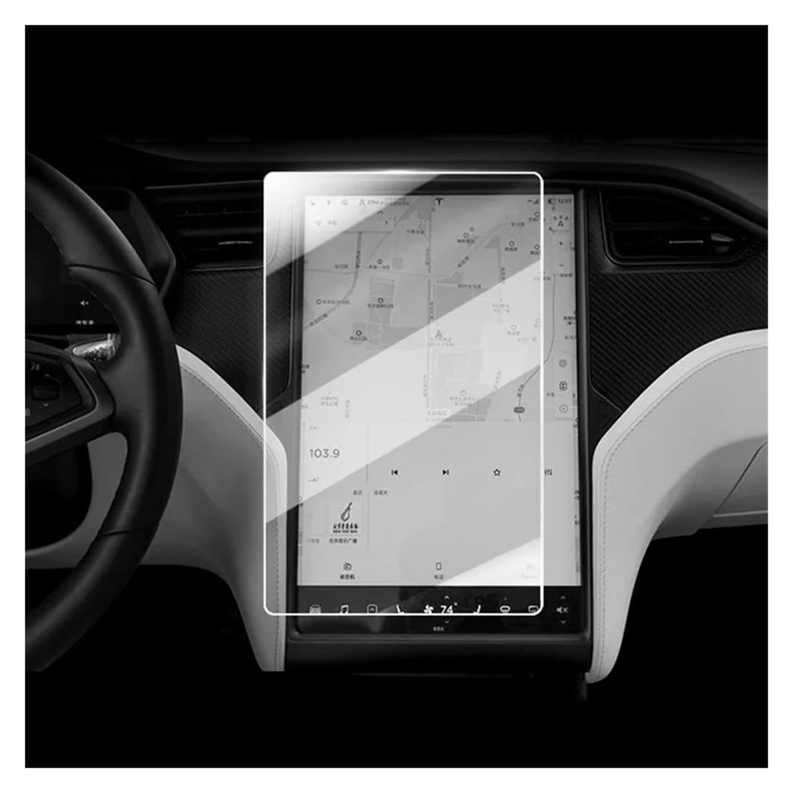 Für Tesla Für Model3 Für Modell YXS 2PACK Glasschutz Center Control Navigation Displayschutzfolie Armaturenbrett Touchscreen Film Navigation Schutzfolie Navigations-Displayschutz(Model S)