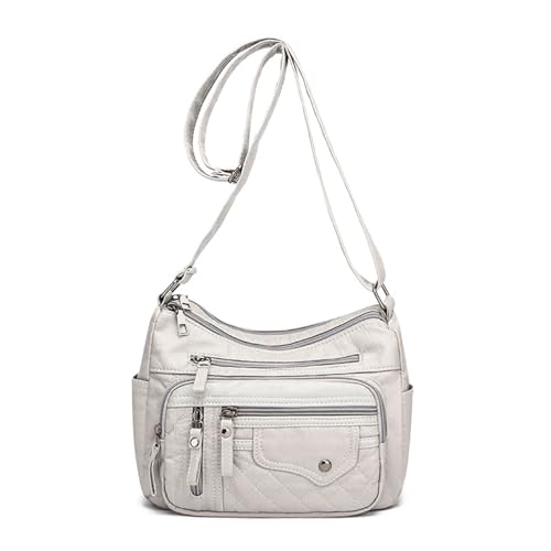 Meiliyizu 2024 Umhängetasche, vielseitige trendige Ledertasche, mehrere Fächer, Crossbody-Tasche für Damen, vielseitige modische Tasche