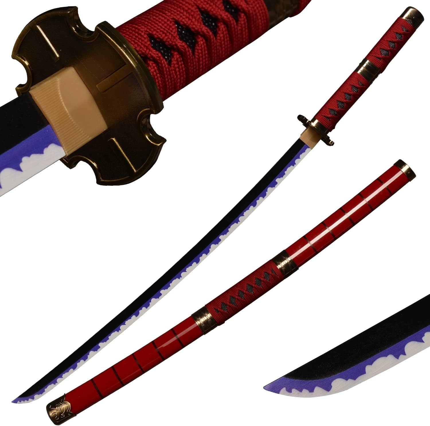 MAUXpIAO Sword Valley Roronoa Zoro Holzschwert 104cm, Holz Katana, Japanisches Anime Cosplay Schwert-Kitetsu/Shisui/Wado Ichimonji/Yama Enma/Death Surgeon Trafalgar Law Schwert schwerter/C/104cm