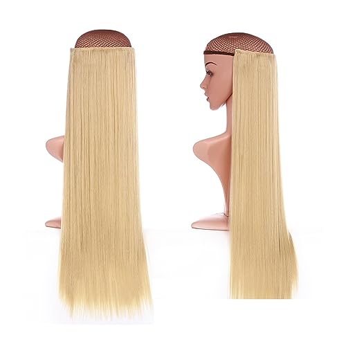 Clip-in-Haarverlängerungen Synthetische Haarverlängerung, 66 cm, hellblond, Clip-in-Haarverlängerung, langes, glattes, natürliches Ombre-Blond-Haarteil for Frauen Clip-in-Haarverlängerungen aus Echtha