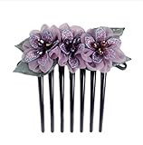 Haarkamm Braut Haar Kamm Hochzeit Rose Flower Hair Seitenkamm Einfacher Haarkamm Einfache Clip-Kopfbedeckung Haarspange Kamm Für Frauen Mädchen Kamm Braut Haarschmuck (Color : Purple, Size : One siz