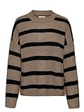 JdY Damen JDYJUSTY L/S Stripe Pullover KNT NOOS Strickpullover, Walnut/Stripes:Black, S