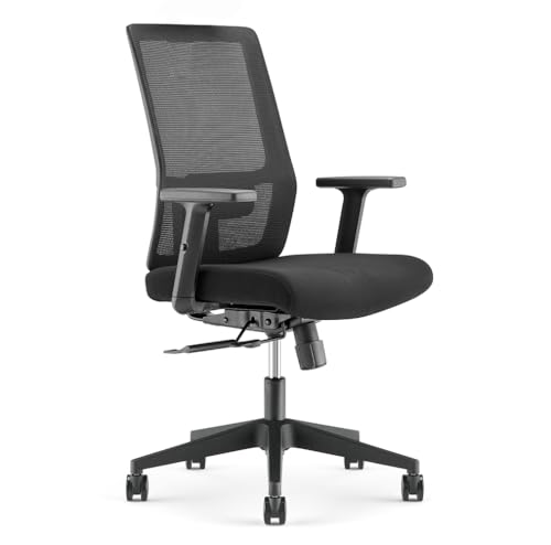 Waytex Khara ergonomischer Bürostuhl, Computerstuhl, Profi-Qualität, 6 unabhängige Einstellungen, Rückenlehne, Sitz, Lendenwirbelstütze und Armlehnen, synchrone Schaukelfunktion – Schwarz