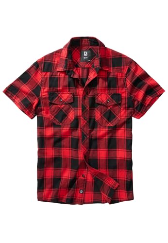 Brandit Check Shirt Herren Kurzarm, Größe:4XL, Farbe:Rot-Schwarz